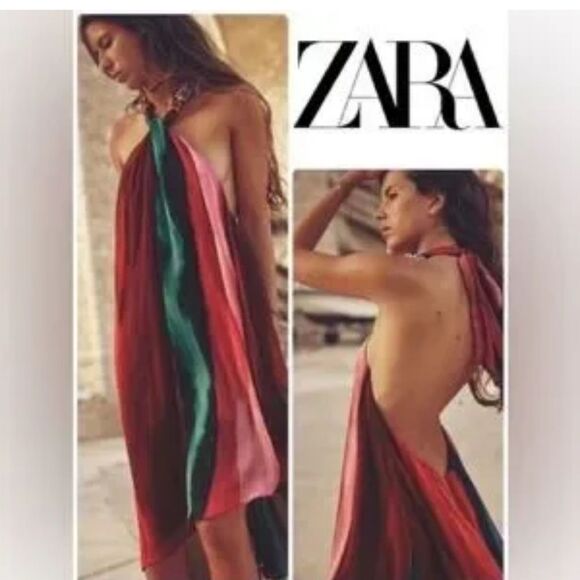 ZARA BEADED HALTER DRESS NWOT XL - Picture 5 of 16